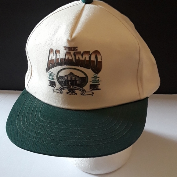 c ALAMO OFF WHITE  W/ GREEN RIM  HAT - Picture 2 of 4